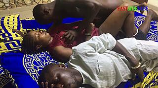 Mature threesome fucked on family bed