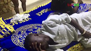 Mature threesome fucked on family bed