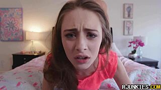 Too much big cock for tiny 18+ brunette pussy