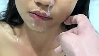 Huge Load Lands On 18 Years Asian Amateur's Face In Intense Cumshot Facial