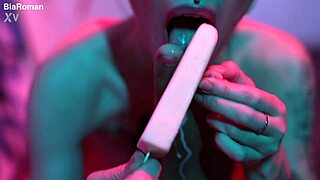 Cutie Piie Gags on Popsicle While Rubbing Feet!