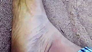 Barefoot Model's Feet in Sand for Sensory Foot Fetish in Nature