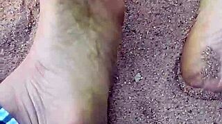 Barefoot Model's Feet in Sand for Sensory Foot Fetish in Nature