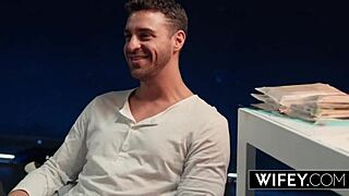 the cute blonde hotwife victoria rey gets fucked doggystyle while holding her hubby's hand in lingerie