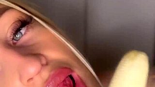 Horny College Girl Teasingly Sucks Banana With Big Tits