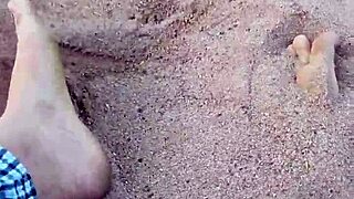 Barefoot Model's Feet in Sand for Sensory Foot Fetish in Nature