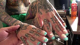 Japanese Woman With Tattoos Strips Naked, Gets Aroused, Sucks Nipples And Neck, Shares Deep Kisses, And Licks Erect Member Lovingly