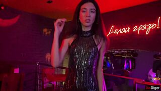 public pickup leads to deepthroat blowjob and bondage creampie in nightclub