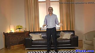 Stockinged Glamour Euro Bent Over For Doggy By Old Guy