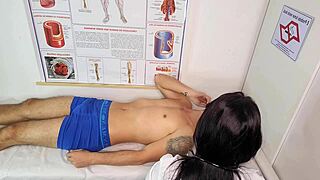 Nurse helps patient with erection in hospital