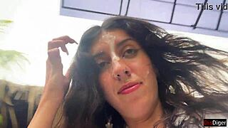 Walking With Cum On Face In Cafe - Girl Eats Pizza And Swallows Cum - Cumwalk