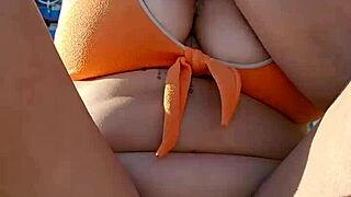 intense beach flashing for lover