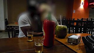 Latina in lingerie dates black guy at bar, gets fucked in car while cuckold drives