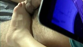 Oh wow, I just love playing with his cock while he watches some hot porn action.