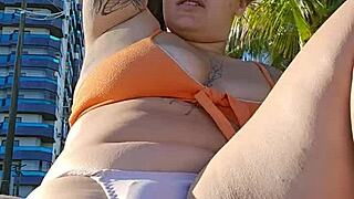 intense beach flashing for lover