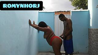 Brazilian BBW Gets Rough Assfucking in Backyard Cumshot