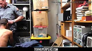 straight black twink caught with female in changing rooms gets fucked by gay security guard