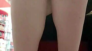 Stepsister shows dirty feet and panties after workout in store