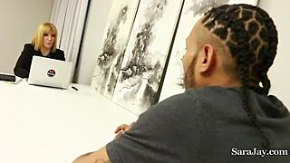 Sara jay gives boobjob after doggystyle fuck.