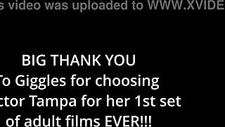 giggles' barefoot feet get all sandy at the beach