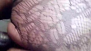 Old woman's pussy lips grip the cock tightly inside.