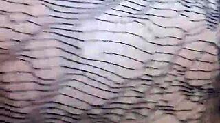 Old woman's pussy lips grip the cock tightly inside.