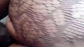 Old woman's pussy lips grip the cock tightly inside.