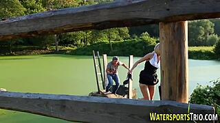 Why is that weird slut fucking while peeing outdoors?