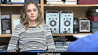 Blonde Teen Shoplifter Bent Over Fucked By Guard
