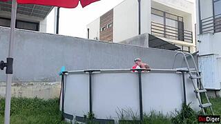 Crazy pool party gangbang with deepthroat and creampie 😈