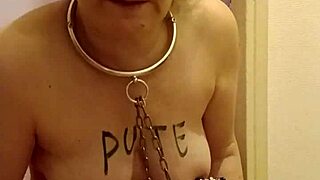 What humiliations does this bound slave endure in public?