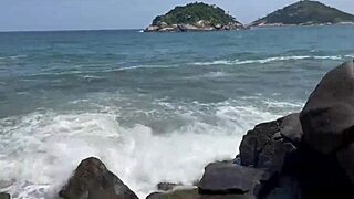 Big black cock fucks teen on beach