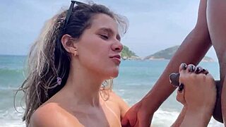 Big black cock fucks teen on beach