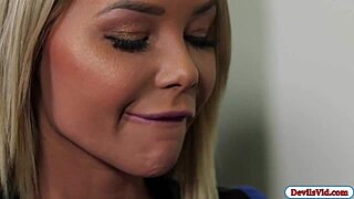 busty babe fucks manager for the job in office fingering and blowjob