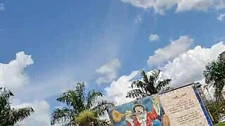 Latina finds outdoor spot after shopping to masturbate to orgasm