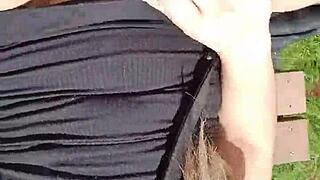 Latina finds outdoor spot after shopping to masturbate to orgasm