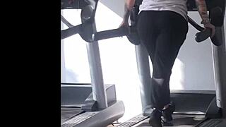 big booty girl working out on the treadmill