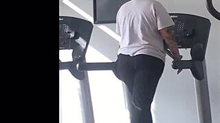 big booty girl working out on the treadmill