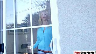 The lovely milf caressed the hunky guy's huge cock in a passionate encounter