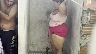 Stepmother Fucks Her Lover Doggystyle in the Shower