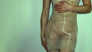 Asian Milf In Pantyhose Gets Cum On Hairy Pussy.