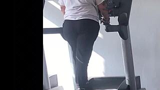 big booty girl working out on the treadmill