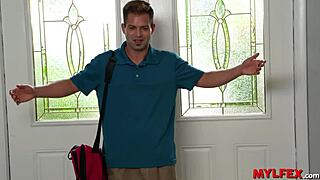 stepmom gives special blowjob to her boy next to stepdaughter