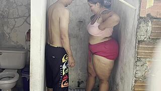 Stepmother Fucks Her Lover Doggystyle in the Shower