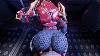 Female Sangheili dominates and fucks the man.