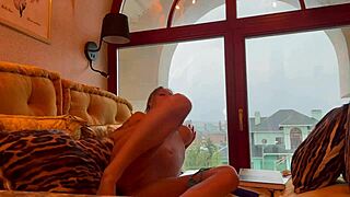 Russian beauty monika fox relaxes solo in country house with piercing and shaved look