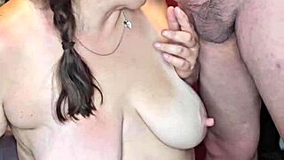 Redhead MILF sucking monster cock in intense blowjob