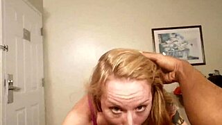 Blonde stoner with big tits gives blowjob to black connect for more herb
