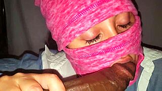 pov on blindfolded latina ebony sucking monster cock
