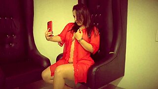 latina bbw intensely masturbates her huge fat tits in red lingerie